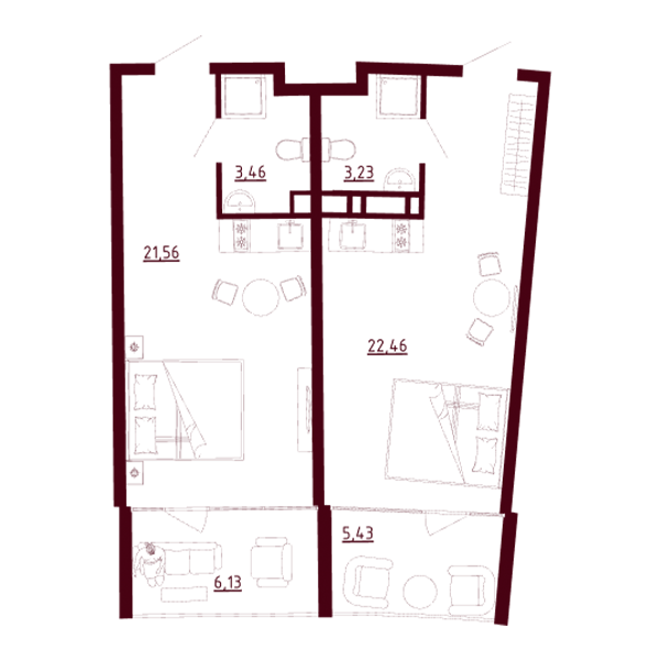 Планировка Д1-C1-Э3-K2-Н3